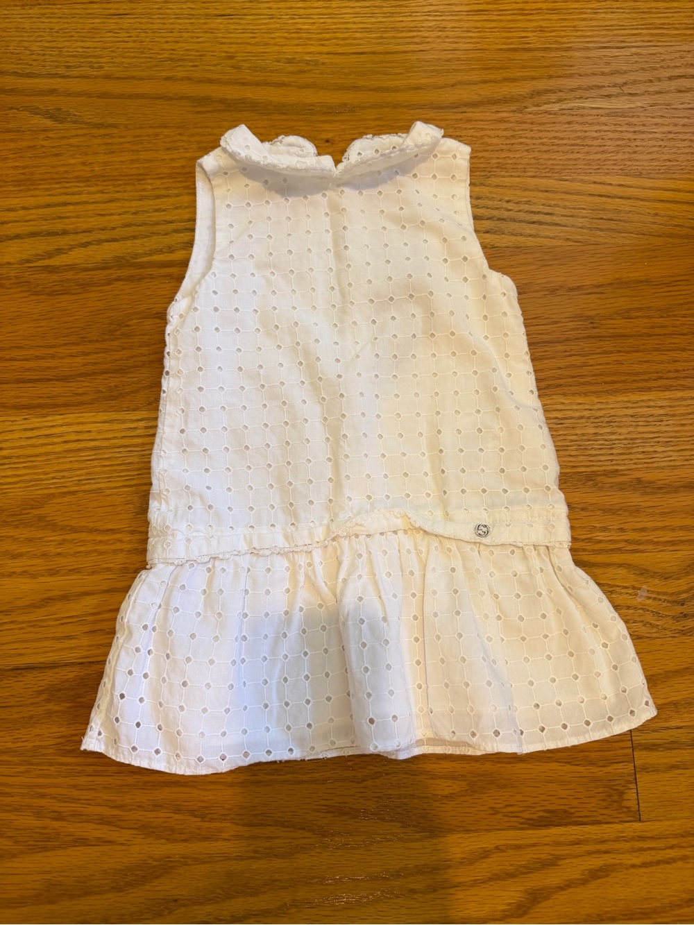 Gucci Baby Girl White Eyelet Dress 6/9M